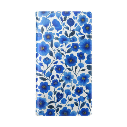 Blue Floral Pattern Flip Cases for Phones, Elegant Phone Wallet, Gift for Her, Stylish Phone Covers, Mother's Day Gift, Business Card Holder