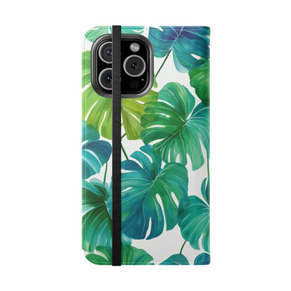 Tropical Leaf Phone Case, Flip Case for Smartphones, Modern Phone Cover, Gift for Nature Lovers, Travel Accessory, Tropical Vibes