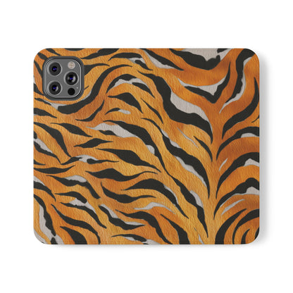 Tiger Print Flip Case, Personalized Phone Case, Stylish Wallet Case, Animal Print Cover, Gift for Wildlife Lovers
