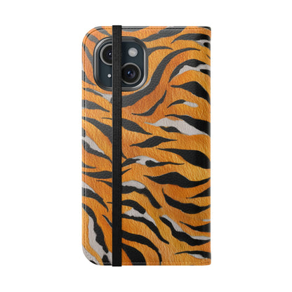 Tiger Print Flip Case, Personalized Phone Case, Stylish Wallet Case, Animal Print Cover, Gift for Wildlife Lovers