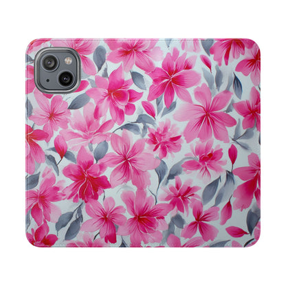 Floral Flip Phone Cases, Elegant Smartphone Covers, Spring Decor, Stylish Gift for Her, Patterned Wallet Case, Trendy Phone Protectors