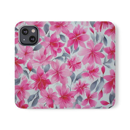 Floral Flip Phone Cases, Elegant Smartphone Covers, Spring Decor, Stylish Gift for Her, Patterned Wallet Case, Trendy Phone Protectors