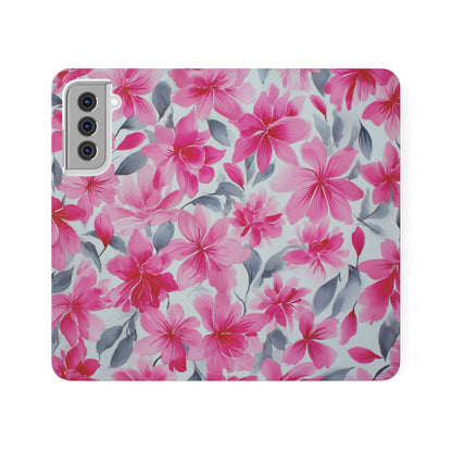 Floral Flip Phone Cases, Elegant Smartphone Covers, Spring Decor, Stylish Gift for Her, Patterned Wallet Case, Trendy Phone Protectors