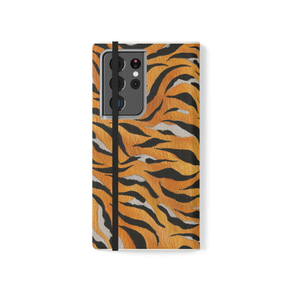 Tiger Print Flip Case, Personalized Phone Case, Stylish Wallet Case, Animal Print Cover, Gift for Wildlife Lovers