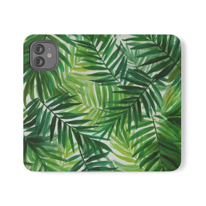Tropical Leaf Flip Case for Phones, Eco-Friendly Phone Cover, Stylish Wallet Case, Perfect Gift for Nature Lovers, Spring/Summer Accessory