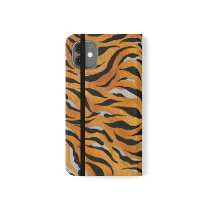 Tiger Print Flip Case, Personalized Phone Case, Stylish Wallet Case, Animal Print Cover, Gift for Wildlife Lovers