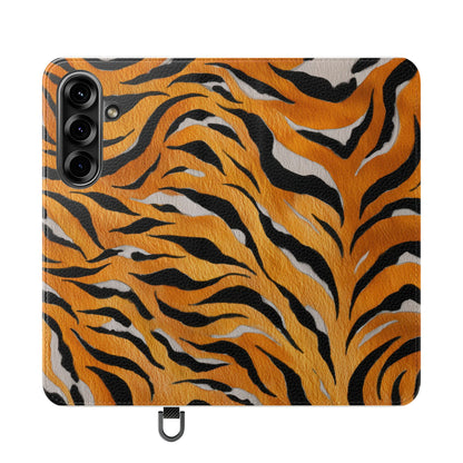 Tiger Print Flip Case, Personalized Phone Case, Stylish Wallet Case, Animal Print Cover, Gift for Wildlife Lovers