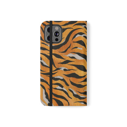 Tiger Print Flip Case, Personalized Phone Case, Stylish Wallet Case, Animal Print Cover, Gift for Wildlife Lovers
