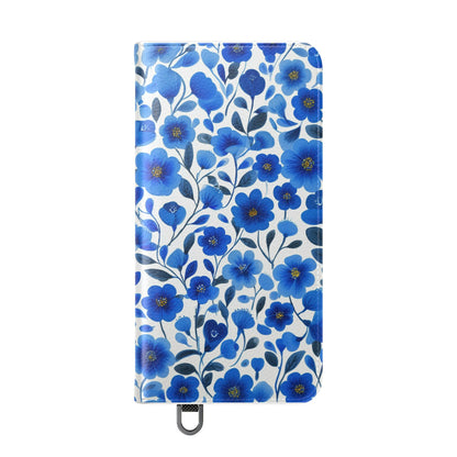 Blue Floral Pattern Flip Cases for Phones, Elegant Phone Wallet, Gift for Her, Stylish Phone Covers, Mother's Day Gift, Business Card Holder