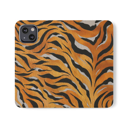 Tiger Print Flip Case, Personalized Phone Case, Stylish Wallet Case, Animal Print Cover, Gift for Wildlife Lovers