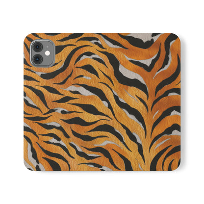 Tiger Print Flip Case, Personalized Phone Case, Stylish Wallet Case, Animal Print Cover, Gift for Wildlife Lovers