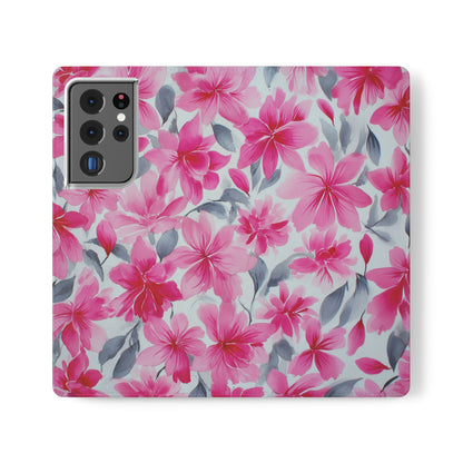 Floral Flip Phone Cases, Elegant Smartphone Covers, Spring Decor, Stylish Gift for Her, Patterned Wallet Case, Trendy Phone Protectors