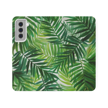 Tropical Leaf Flip Case for Phones, Eco-Friendly Phone Cover, Stylish Wallet Case, Perfect Gift for Nature Lovers, Spring/Summer Accessory