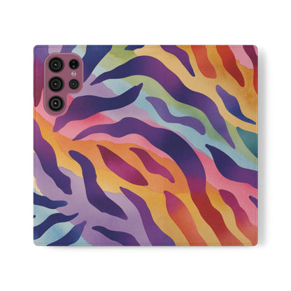 Colorful Zebra Print Phone Flip Case, Stylish Wallet Cover, Unique Mobile Accessory, Ideal Gift for Him/Her, Birthday/Anniversary Present