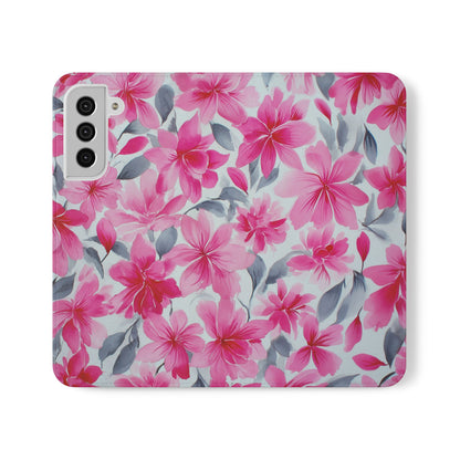 Floral Flip Phone Cases, Elegant Smartphone Covers, Spring Decor, Stylish Gift for Her, Patterned Wallet Case, Trendy Phone Protectors