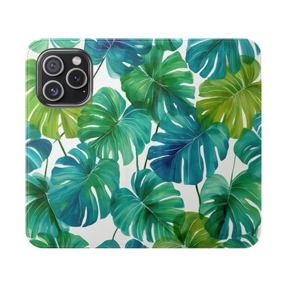 Tropical Leaf Phone Case, Flip Case for Smartphones, Modern Phone Cover, Gift for Nature Lovers, Travel Accessory, Tropical Vibes
