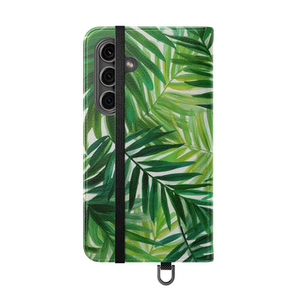 Tropical Leaf Flip Case for Phones, Eco-Friendly Phone Cover, Stylish Wallet Case, Perfect Gift for Nature Lovers, Spring/Summer Accessory
