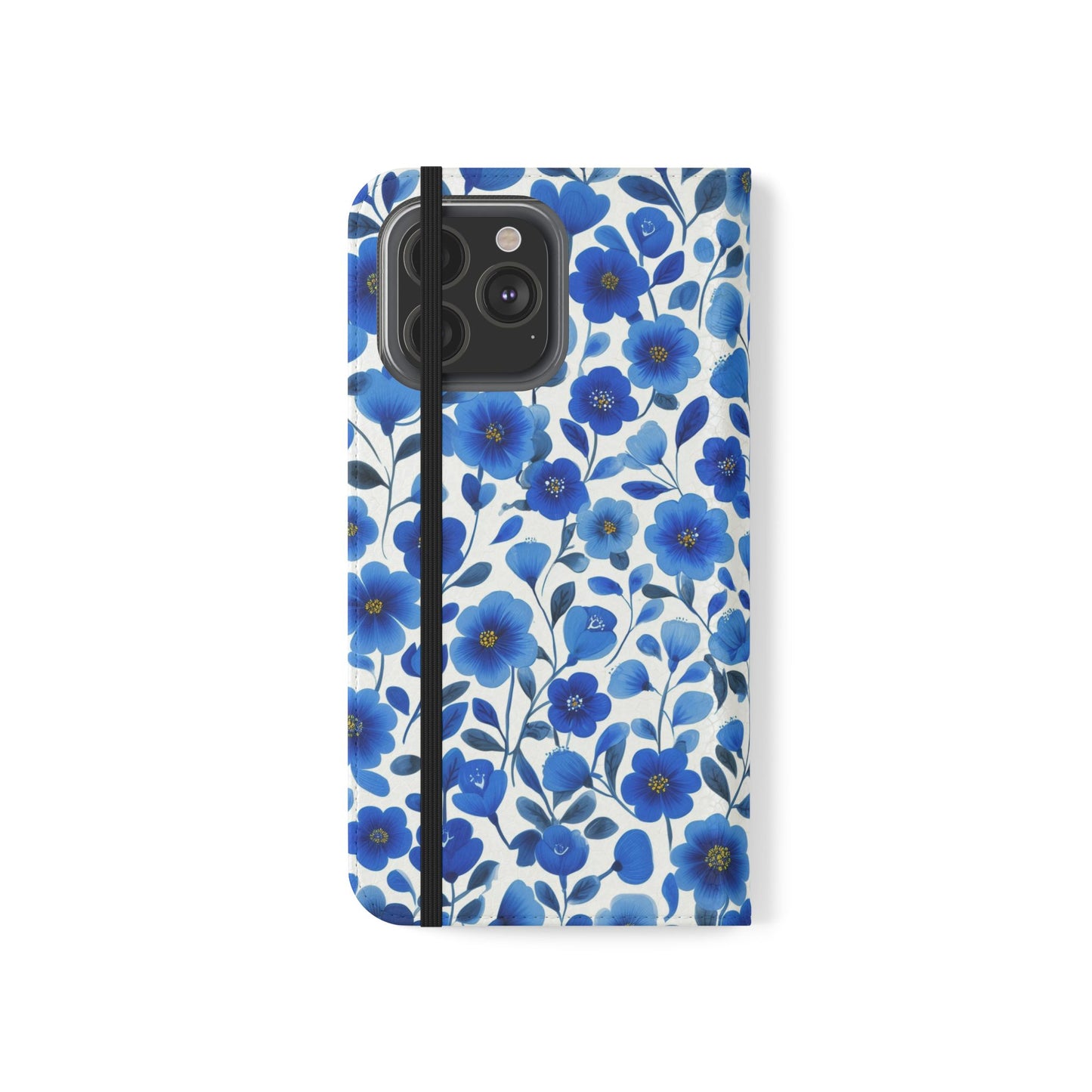 Blue Floral Pattern Flip Cases for Phones, Elegant Phone Wallet, Gift for Her, Stylish Phone Covers, Mother's Day Gift, Business Card Holder