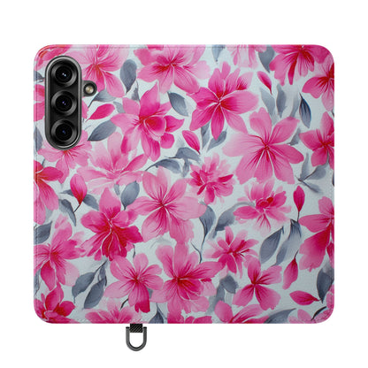 Floral Flip Phone Cases, Elegant Smartphone Covers, Spring Decor, Stylish Gift for Her, Patterned Wallet Case, Trendy Phone Protectors
