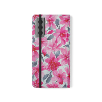 Floral Flip Phone Cases, Elegant Smartphone Covers, Spring Decor, Stylish Gift for Her, Patterned Wallet Case, Trendy Phone Protectors