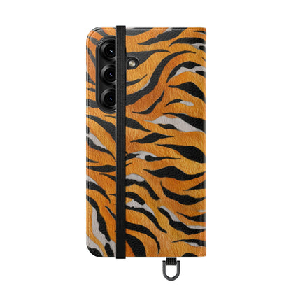 Tiger Print Flip Case, Personalized Phone Case, Stylish Wallet Case, Animal Print Cover, Gift for Wildlife Lovers