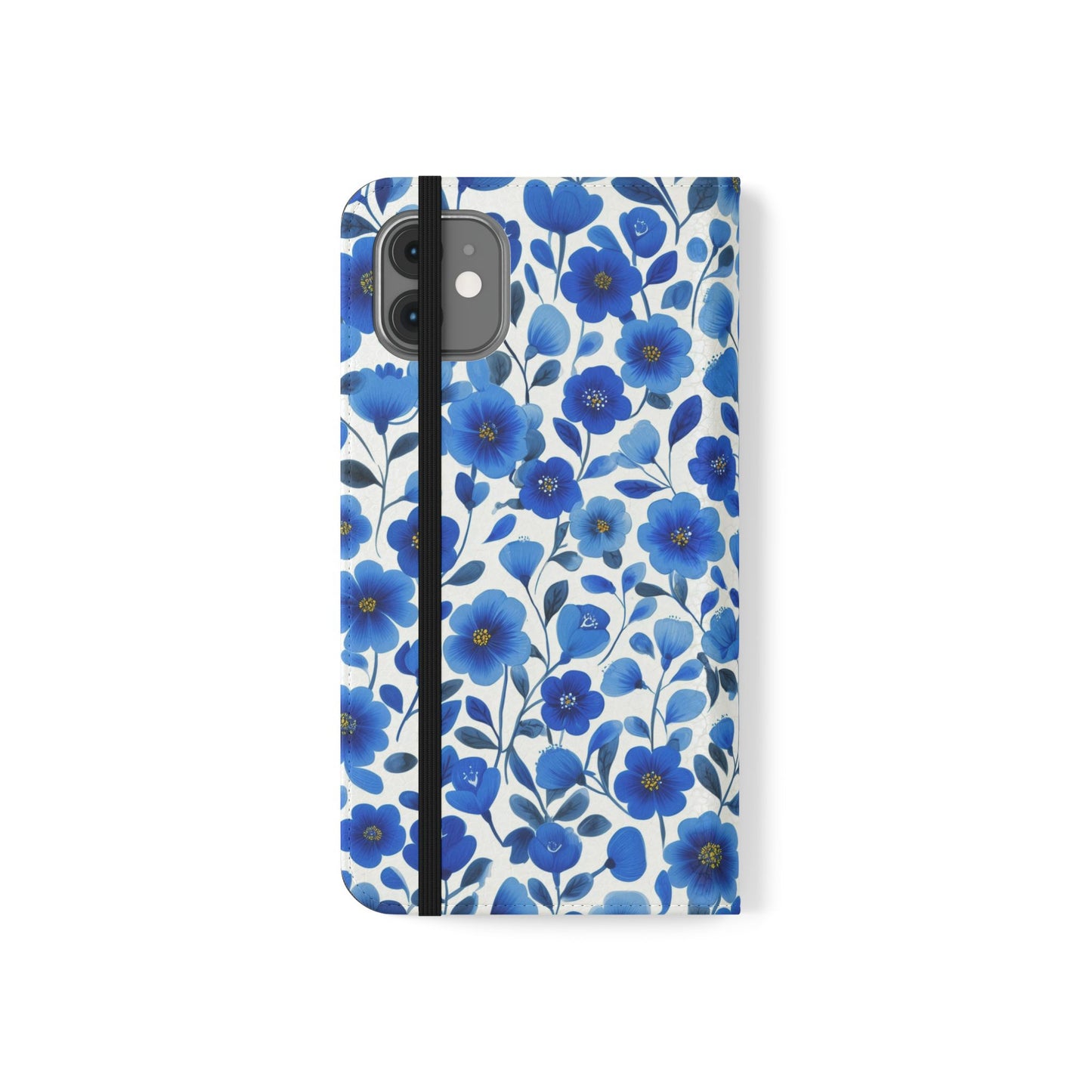 Blue Floral Pattern Flip Cases for Phones, Elegant Phone Wallet, Gift for Her, Stylish Phone Covers, Mother's Day Gift, Business Card Holder