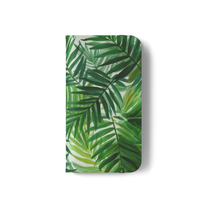 Tropical Leaf Flip Case for Phones, Eco-Friendly Phone Cover, Stylish Wallet Case, Perfect Gift for Nature Lovers, Spring/Summer Accessory