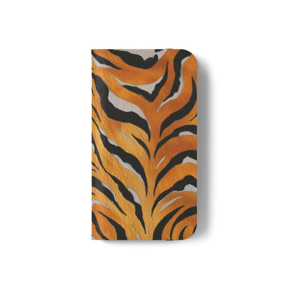 Tiger Print Flip Case, Personalized Phone Case, Stylish Wallet Case, Animal Print Cover, Gift for Wildlife Lovers