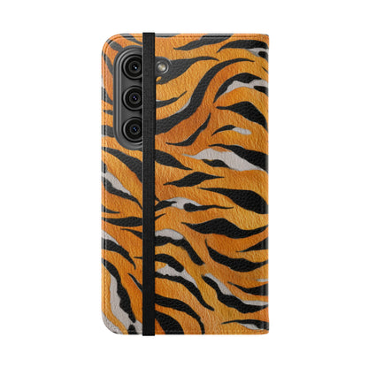 Tiger Print Flip Case, Personalized Phone Case, Stylish Wallet Case, Animal Print Cover, Gift for Wildlife Lovers
