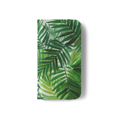 Tropical Leaf Flip Case for Phones, Eco-Friendly Phone Cover, Stylish Wallet Case, Perfect Gift for Nature Lovers, Spring/Summer Accessory