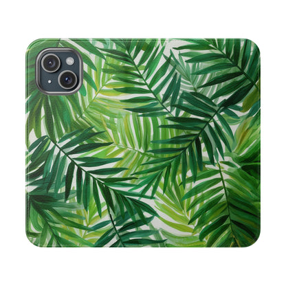 Tropical Leaf Flip Case for Phones, Eco-Friendly Phone Cover, Stylish Wallet Case, Perfect Gift for Nature Lovers, Spring/Summer Accessory