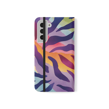 Colorful Zebra Print Phone Flip Case, Stylish Wallet Cover, Unique Mobile Accessory, Ideal Gift for Him/Her, Birthday/Anniversary Present