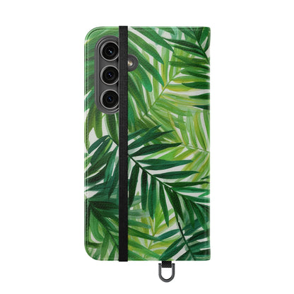 Tropical Leaf Flip Case for Phones, Eco-Friendly Phone Cover, Stylish Wallet Case, Perfect Gift for Nature Lovers, Spring/Summer Accessory