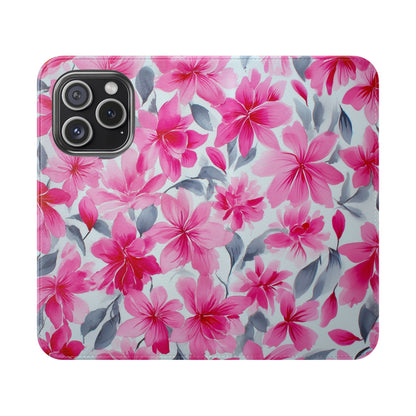 Floral Flip Phone Cases, Elegant Smartphone Covers, Spring Decor, Stylish Gift for Her, Patterned Wallet Case, Trendy Phone Protectors