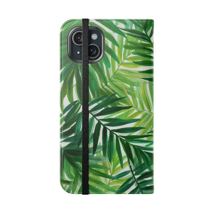 Tropical Leaf Flip Case for Phones, Eco-Friendly Phone Cover, Stylish Wallet Case, Perfect Gift for Nature Lovers, Spring/Summer Accessory