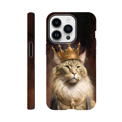 Renaissance painting of a Maine Coon with a king's crown - Phone case sturdy