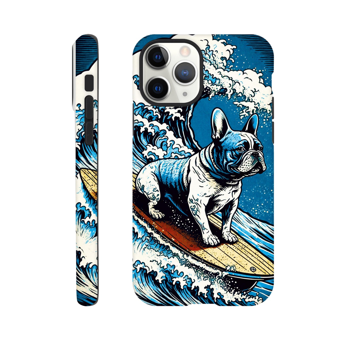 French bulldog surfing on the great wave - Phone Case Sturdy