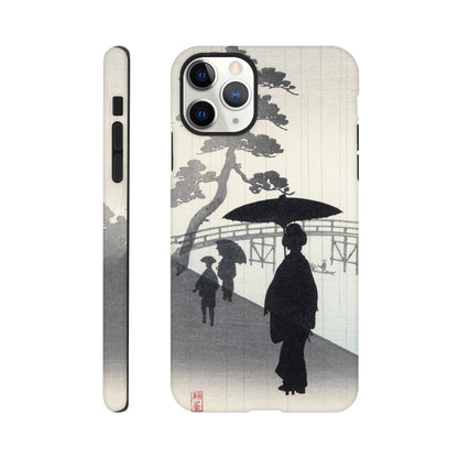Geisha with umbrella silhouette woodblock - Phone Case Sturdy