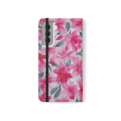 Floral Flip Phone Cases, Elegant Smartphone Covers, Spring Decor, Stylish Gift for Her, Patterned Wallet Case, Trendy Phone Protectors
