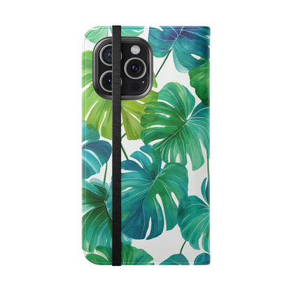 Tropical Leaf Phone Case, Flip Case for Smartphones, Modern Phone Cover, Gift for Nature Lovers, Travel Accessory, Tropical Vibes
