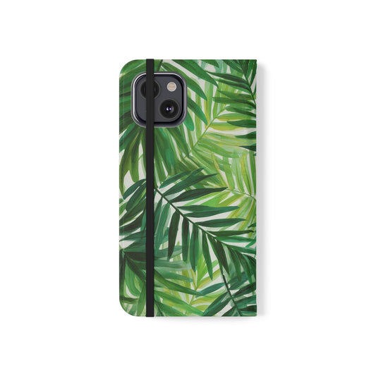 Tropical Leaf Flip Case for Phones, Eco-Friendly Phone Cover, Stylish Wallet Case, Perfect Gift for Nature Lovers, Spring/Summer Accessory