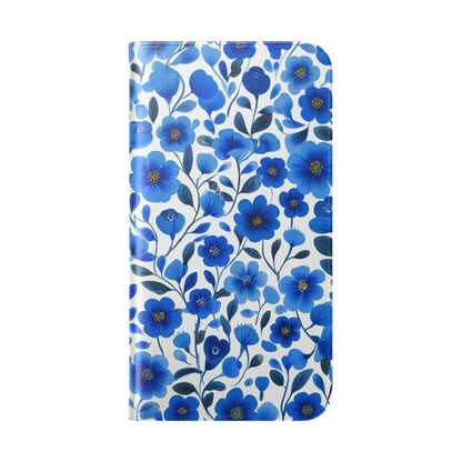 Blue Floral Pattern Flip Cases for Phones, Elegant Phone Wallet, Gift for Her, Stylish Phone Covers, Mother's Day Gift, Business Card Holder