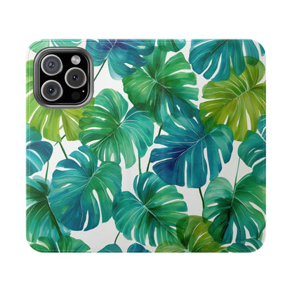 Tropical Leaf Phone Case, Flip Case for Smartphones, Modern Phone Cover, Gift for Nature Lovers, Travel Accessory, Tropical Vibes