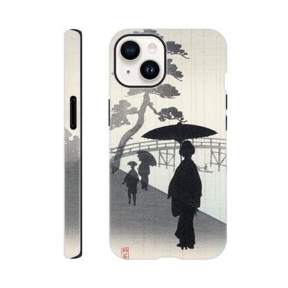 Geisha with umbrella silhouette woodblock - Phone Case Sturdy