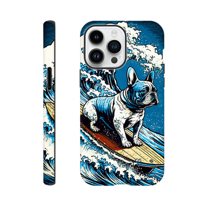 French bulldog surfing on the great wave - Phone Case Sturdy