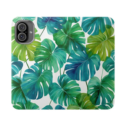Tropical Leaf Phone Case, Flip Case for Smartphones, Modern Phone Cover, Gift for Nature Lovers, Travel Accessory, Tropical Vibes