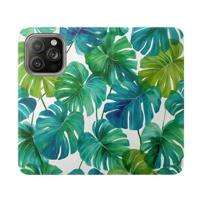 Tropical Leaf Phone Case, Flip Case for Smartphones, Modern Phone Cover, Gift for Nature Lovers, Travel Accessory, Tropical Vibes