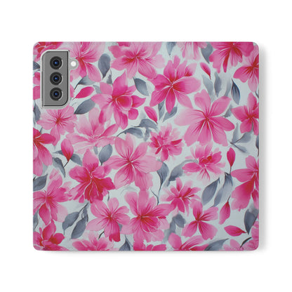 Floral Flip Phone Cases, Elegant Smartphone Covers, Spring Decor, Stylish Gift for Her, Patterned Wallet Case, Trendy Phone Protectors