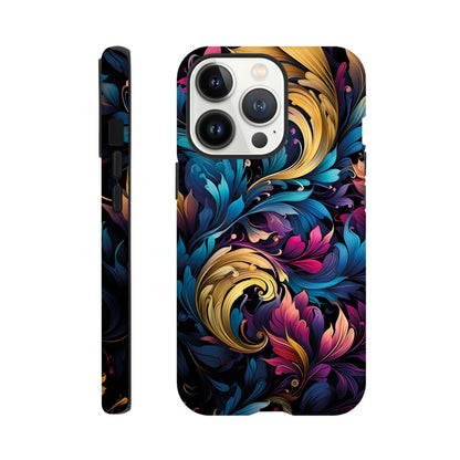 colourful leaves pattern art deco pattern- Phone Case sturdy
