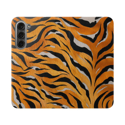 Tiger Print Flip Case, Personalized Phone Case, Stylish Wallet Case, Animal Print Cover, Gift for Wildlife Lovers